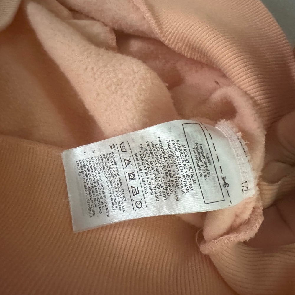 Adidas‎ Womens Essentials Logo Hoodie Peach Orange Fleece Sweatshirt Small - Picture 6 of 6